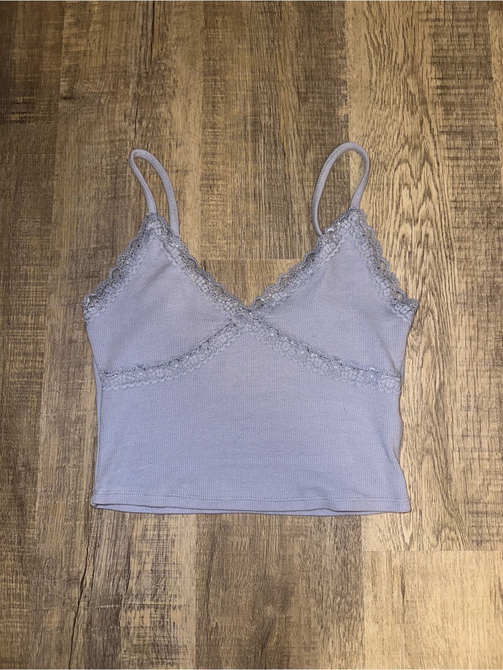 Garage Lavender Lace Trim Ribbed Tank